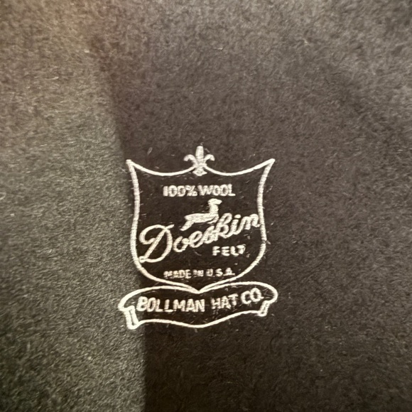 Black Wool Doeskin Felt Hat with Gold Studs 7 inch opening - Picture 4 of 5